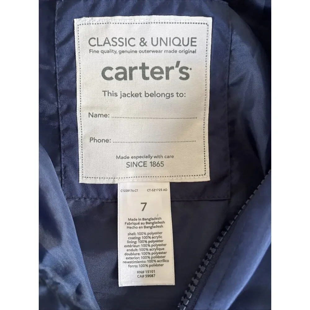 Carters Boys Navy Blue Hooded Windbreaker Jacket‎ Striped Lining C122B176-CT 7